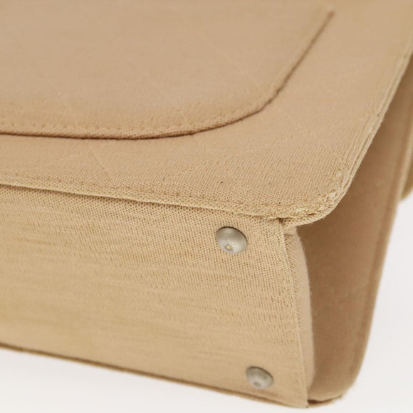 CHANEL Matelasse Chain Shoulder Bag Cotton Beige CC Auth yk15878