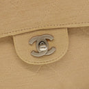 CHANEL Matelasse Chain Shoulder Bag Cotton Beige CC Auth yk15878-14