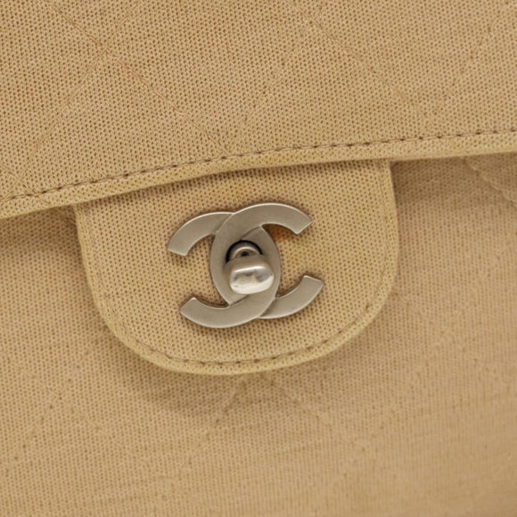 CHANEL Matelasse Chain Shoulder Bag Cotton Beige CC Auth yk15878