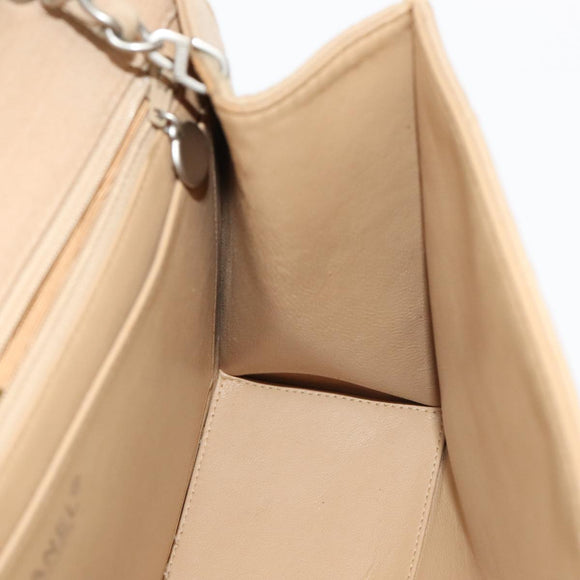 CHANEL Matelasse Chain Shoulder Bag Cotton Beige CC Auth yk15878