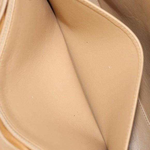 CHANEL Matelasse Chain Shoulder Bag Cotton Beige CC Auth yk15878