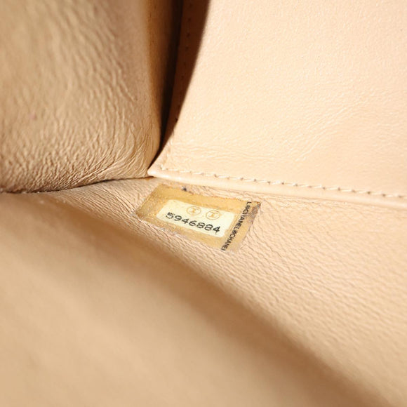 CHANEL Matelasse Chain Shoulder Bag Cotton Beige CC Auth yk15878