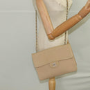 CHANEL Matelasse Chain Shoulder Bag Cotton Beige CC Auth yk15878-25