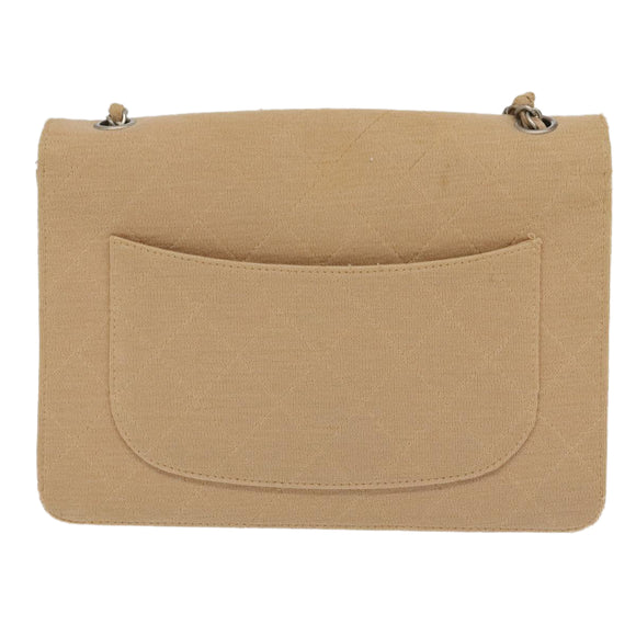 CHANEL Matelasse Chain Shoulder Bag Cotton Beige CC Auth yk15878