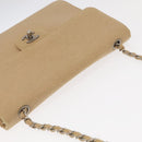CHANEL Matelasse Chain Shoulder Bag Cotton Beige CC Auth yk15878-8