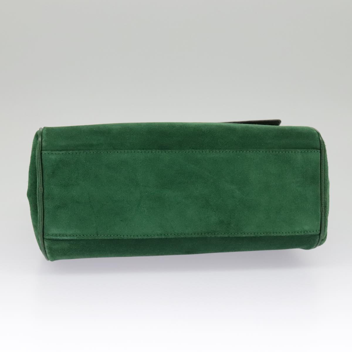 CELINE Hand Bag Suede 2way Green Gold Auth yk15883