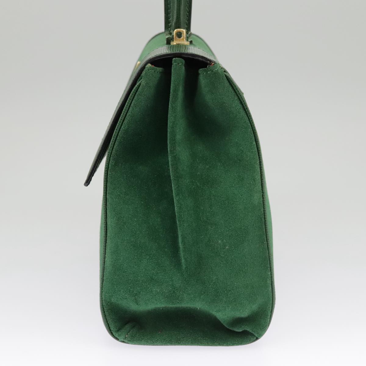 CELINE Hand Bag Suede 2way Green Gold Auth yk15883