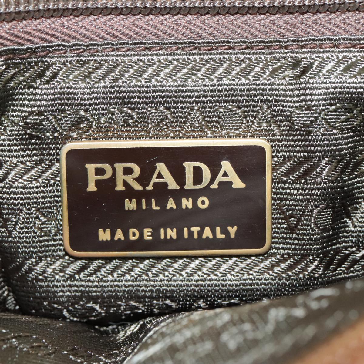 PRADA Hand Bag Nylon Brown Gold Auth yk15886