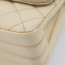 CHANEL Matelasse Double Flap Chain Hand Bag Leather Beige Gold CC Auth yk15889A-11