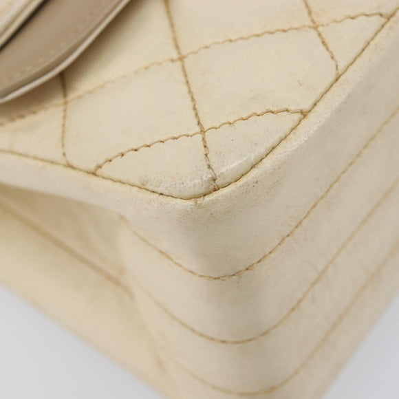 CHANEL Matelasse Double Flap Chain Hand Bag Leather Beige Gold CC Auth yk15889A