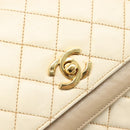 CHANEL Matelasse Double Flap Chain Hand Bag Leather Beige Gold CC Auth yk15889A-15