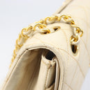 CHANEL Matelasse Double Flap Chain Hand Bag Leather Beige Gold CC Auth yk15889A-16