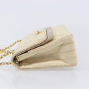 CHANEL Matelasse Double Flap Chain Hand Bag Leather Beige Gold CC Auth yk15889A-5
