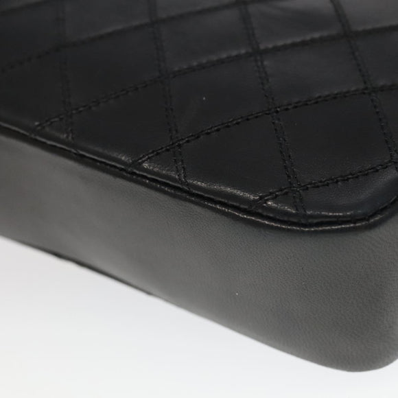 CHANEL Bicolore Chain Deca COCO Mark Bag Lamb Skin Black CC Auth yk15897