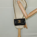 CHANEL Bicolore Chain Deca COCO Mark Bag Lamb Skin Black CC Auth yk15897-22