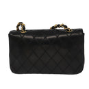 CHANEL Bicolore Chain Deca COCO Mark Bag Lamb Skin Black CC Auth yk15897-2