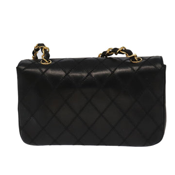 CHANEL Bicolore Chain Deca COCO Mark Bag Lamb Skin Black CC Auth yk15897 - 0