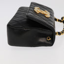 CHANEL Bicolore Chain Deca COCO Mark Bag Lamb Skin Black CC Auth yk15897-3