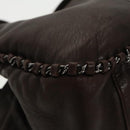 CHANEL Chain Hand Bag Lamb Skin Brown CC Auth yk15907AM-15