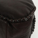 CHANEL Chain Hand Bag Lamb Skin Brown CC Auth yk15907AM-16