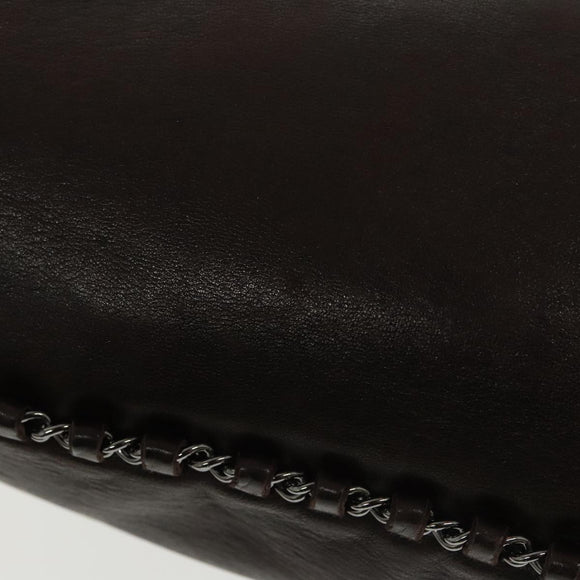 CHANEL Chain Hand Bag Lamb Skin Brown CC Auth yk15907AM