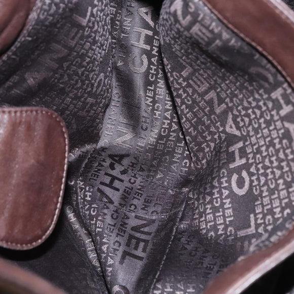 CHANEL Chain Hand Bag Lamb Skin Brown CC Auth yk15907AM