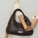 CHANEL Chain Hand Bag Lamb Skin Brown CC Auth yk15907AM-28