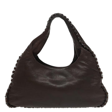 CHANEL Chain Hand Bag Lamb Skin Brown CC Auth yk15907AM - 0