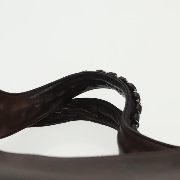 CHANEL Chain Hand Bag Lamb Skin Brown CC Auth yk15907AM