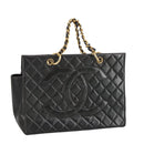 CHANEL Matelasse Chain Hand Bag Lamb Skin Black Gold CC Auth yk15908V-1