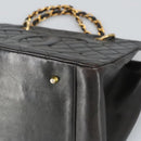 CHANEL Matelasse Chain Hand Bag Lamb Skin Black Gold CC Auth yk15908A-9