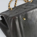 CHANEL Matelasse Chain Hand Bag Lamb Skin Black Gold CC Auth yk15908A-14