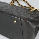 CHANEL Matelasse Chain Hand Bag Lamb Skin Black Gold CC Auth yk15908A-15