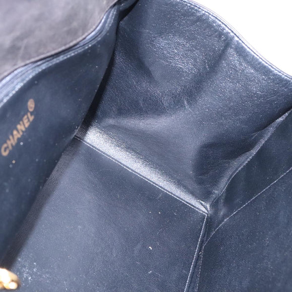 CHANEL Matelasse Chain Hand Bag Lamb Skin Black Gold CC Auth yk15908V