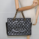 CHANEL Matelasse Chain Hand Bag Lamb Skin Black Gold CC Auth yk15908A-21