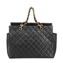 CHANEL Matelasse Chain Hand Bag Lamb Skin Black Gold CC Auth yk15908V-2
