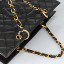 CHANEL Matelasse Chain Hand Bag Lamb Skin Black Gold CC Auth yk15908V-6