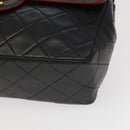 CHANEL Matelasse Turn Lock Chain Bag Lamb Skin Black Gold CC Auth yk15912V-9