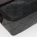 CHANEL Matelasse Turn Lock Chain Bag Lamb Skin Black Gold CC Auth yk15912V-14