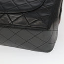 CHANEL Matelasse Turn Lock Chain Bag Lamb Skin Black Gold CC Auth yk15912A-12