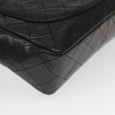 CHANEL Matelasse Turn Lock Chain Bag Lamb Skin Black Gold CC Auth yk15912V-16