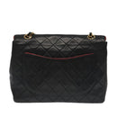 CHANEL Matelasse Turn Lock Chain Bag Lamb Skin Black Gold CC Auth yk15912A-3