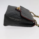 CHANEL Matelasse Turn Lock Chain Bag Lamb Skin Black Gold CC Auth yk15912A-4