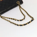 CHANEL Matelasse Turn Lock Chain Bag Lamb Skin Black Gold CC Auth yk15912V-7
