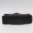 CHANEL Matelasse Turn Lock Chain Bag Lamb Skin Black Gold CC Auth yk15912V-5