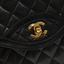 CHANEL Matelasse Chain Hand Bag Lamb Skin Black Gold CC Auth yk15914A-14