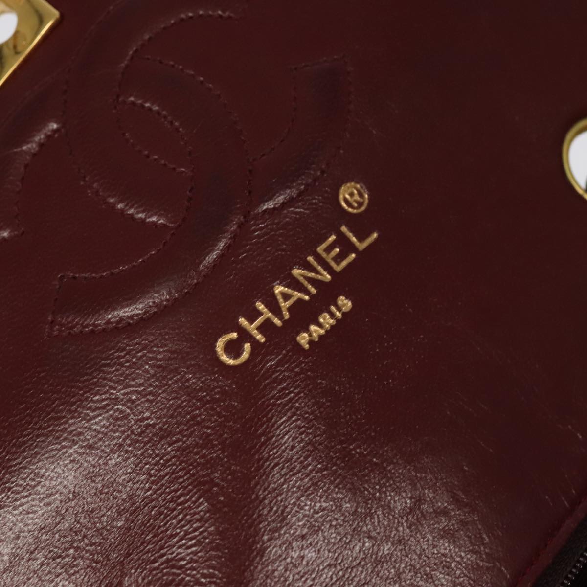 CHANEL Matelasse Chain Hand Bag Lamb Skin Black Gold CC Auth yk15914A