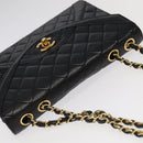CHANEL Matelasse Chain Hand Bag Lamb Skin Black Gold CC Auth yk15914A-6