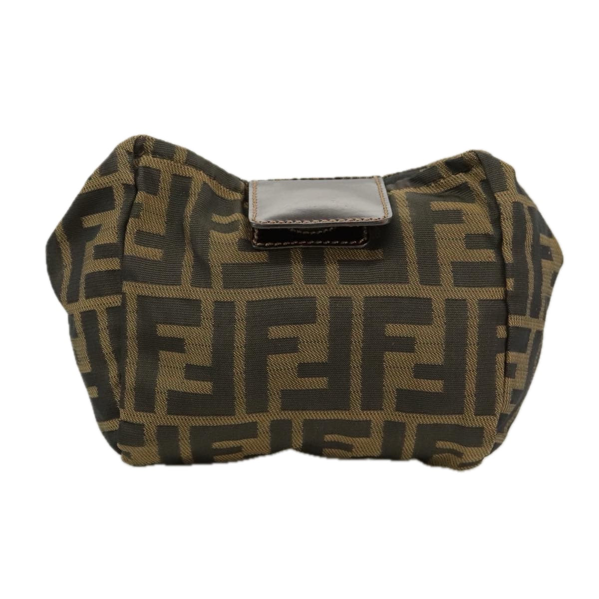 FENDI Zucca Canvas Pouch Brown Black Auth yk15922