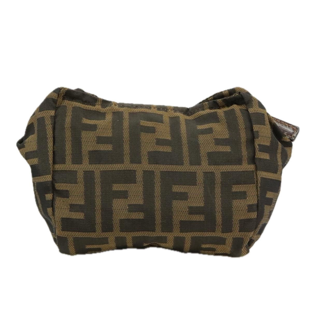 FENDI Zucca Canvas Pouch Brown Black Auth yk15922